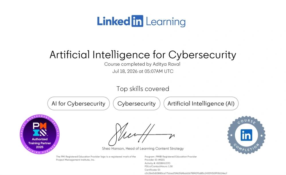 Artificial Intelligence for Cybersecurity Certificate