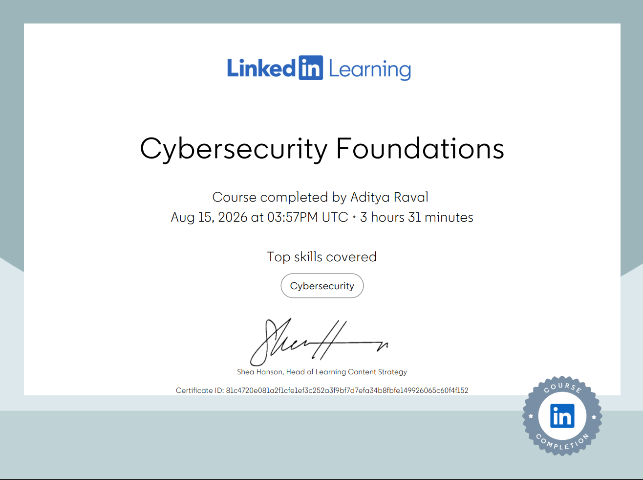 Cybersecurity Foundations Certificate